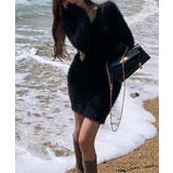 ブラック | 【Jasmine】Vネックシャギーニットワンピース Jasmine Grandi… | aimoha 