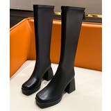 厚底ロングブーツ 太ヒール ウエスタン | aimoha  | 詳細画像5 