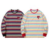 溶けるハート刺繍カラフルボーダー長袖tシャツ | HOOK | 詳細画像1