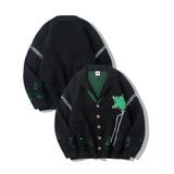 ブラック | テーラードジャケット風オーバーニットカーディガン 裾ダメージ加工 | HOOK