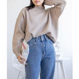 ベージュ | ハイネックオーバーニット 韓国ファッション | aimoha 