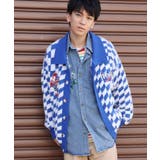 ブロックチェックワッペン刺繍ポロ襟シャギーニットカーディガン【AW】 | HOOK | 詳細画像4