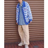 ブロックチェックワッペン刺繍ポロ襟シャギーニットカーディガン【AW】 | HOOK | 詳細画像3