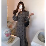 【Jasmine】チェック柄パワショルマーメイドワンピース Jasmine Gr… | aimoha  | 詳細画像1 