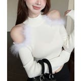 【Jasmine】ファー付きリブ編み肩見せトップス Jasmine Grandi… | aimoha | 詳細画像4