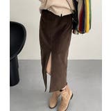 ブラウン | ハイウエストスリットタイトロングスカート | aimoha 