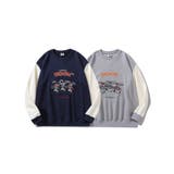 アメカジカートゥーンキャラクター刺繍袖配色スウェット | HOOK | 詳細画像1