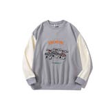 アメカジカートゥーンキャラクター刺繍袖配色スウェット | HOOK | 詳細画像2