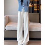 オフホワイト | 裏起毛 ケーブル柄コーデュロイストレートスウェットパンツ【AW】 | aimoha 