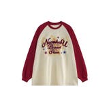 ライトベージュ | 【HOOK】ポップ風プリントラグランスリーブロングTEE | HOOK