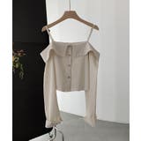 ベージュ | ワンショルダー肩開き肌見せブラウス Jasmine Grandiflorum | aimoha 