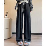 ダークグレー | ドレープ感ワイドストレートスウェットパンツ | aimoha