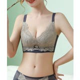 ネイビー | バイカラー大柄レースブラ | aimoha