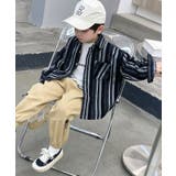 ブラック | 【aimoha-KIDS-】韓国子供服 コットンストライプ柄シャツ | aimoha kids