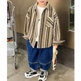 ベージュ | 【aimoha-KIDS-】韓国子供服 コットンストライプ柄シャツ | aimoha kids