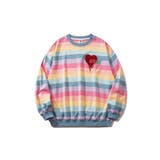 ピンク | 新色登場！スウェット 溶けるハート刺繍レインボーボーダーリンガースウェット 韓国… | HOOK