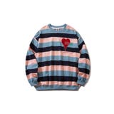 ライトブルー | 新色登場！スウェット 溶けるハート刺繍レインボーボーダーリンガースウェット 韓国… | HOOK