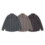 【HOOK】古着風ストライプ総柄ビッグシャツ ユニセックス 韓国ファッション | HOOK | 詳細画像10 