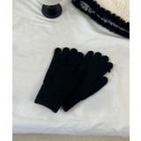 ブラック | 【Jasmine】リボンリブニット手袋【AW】 | aimoha 
