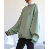 ライトグリーン | 英文字刺繍ビッグシルエットエアスウェット【AW】 | aimoha 