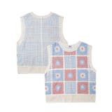 ライトブルー | HOOK -original- パッチワークかぎ針風編み透かしベスト | HOOK