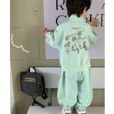 グリーン | 【aimoha-KIDS-】子供服 スポーツ風スウェットセットアップ | aimoha kids
