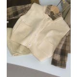 オフホワイト | 【aimoha-KIDS-】子供服 パッチポケット付きニットベスト | aimoha kids