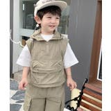 子供服 outdoor風ポケット付き袖無しパーカーセットアップ | aimoha kids | 詳細画像5 