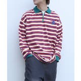 HOOK -original- バイカラー花刺繍マルチボーダーポロ襟ロンTEE | HOOK | 詳細画像8
