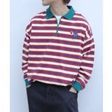 HOOK -original- バイカラー花刺繍マルチボーダーポロ襟ロンTEE | HOOK | 詳細画像13