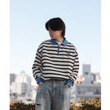 HOOK -original- バイカラー花刺繍マルチボーダーポロ襟ロンTEE | HOOK | 詳細画像29