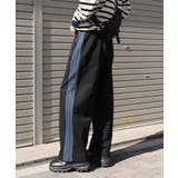 ブラック1 | 配色ワンポイント刺繍飾りステッチサイドラインスウェットパンツ セットアップ可能 | HOOK
