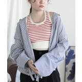 レッド | ボーダーカップ付きタンクトップ | aimoha