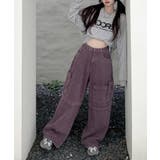 for girls アシンメトリービッグポケットカラーデニムカーゴパンツ | aimoha | 詳細画像3