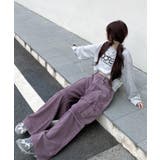 for girls アシンメトリービッグポケットカラーデニムカーゴパンツ | aimoha | 詳細画像9
