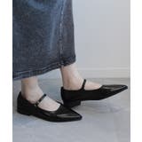 ブラック | 【shoes365】ポインテッド トゥ ローヒール メリージェーン シューズ | aimoha