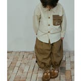 ベージュ | 子供服 胸ポケット付きシャツ＋パンツ上下セットアップ | aimoha kids