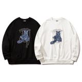 HOOK -original- かわいいネコパッチワーク刺繍フリンジスウェット | HOOK | 詳細画像1 