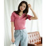 Vネックレース編みシアー半袖トップス Jasmine Grandiflorum | aimoha  | 詳細画像6 