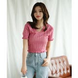 Vネックレース編みシアー半袖トップス Jasmine Grandiflorum | aimoha  | 詳細画像7 