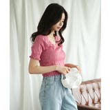 Vネックレース編みシアー半袖トップス Jasmine Grandiflorum | aimoha  | 詳細画像9 