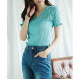 Vネックレース編みシアー半袖トップス Jasmine Grandiflorum | aimoha  | 詳細画像18 