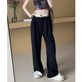 ブラック | ゆったりワイドパンツ | aimoha