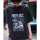 ブラック | HOOK original マフィアわんこプリントウォッシュ半袖TEE | HOOK