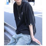 ブラック | HOOK -original- 恐竜刺繍ウォッシュ半袖TEE【SS】 | HOOK