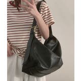 ブラック | PUレザー大きめショルダーバッグ | aimoha 