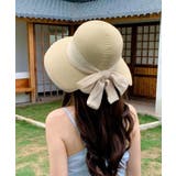 ベージュ | リボン付き麦わら帽子 | aimoha 