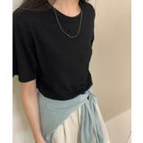ブラック | 【Banico】クルーネック半袖ニットTシャツ【SS】 | aimoha
