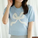 「Jasmine」ハーフスリーブリボンニットプルオーバー Jasmine | aimoha | 詳細画像1