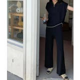 ブラック | Banico ハーフジップフレンチスリーブサマーニット 涼感素材上下セットアップ | aimoha